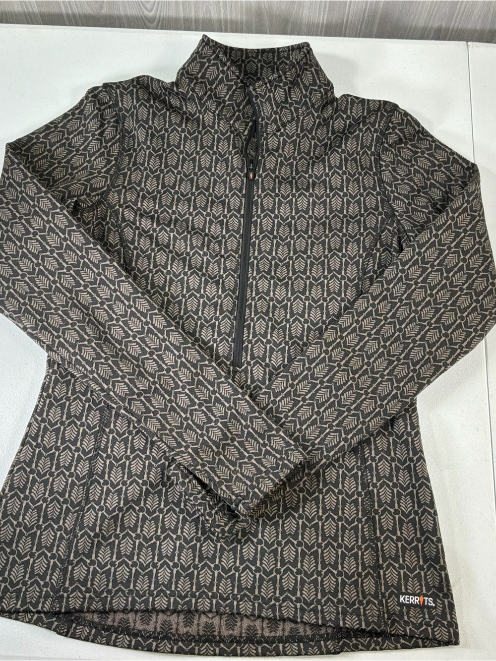 Kerrits Snaffle Links Fleece Half Zip Black Brown Women’s Size S Equestrian Ride